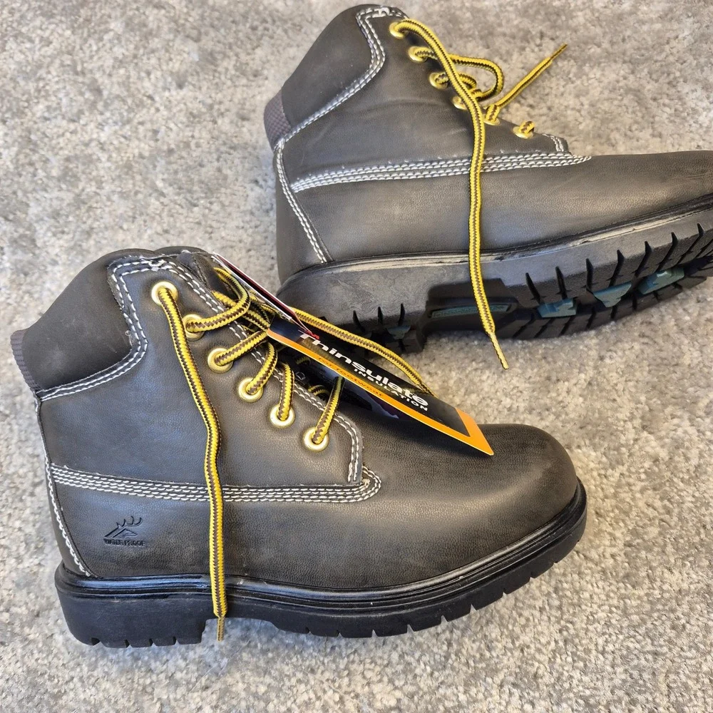 NEW Deer Stags MAK2 Kids Insulated Work Boots Dark Grey Brown Size 2M‎